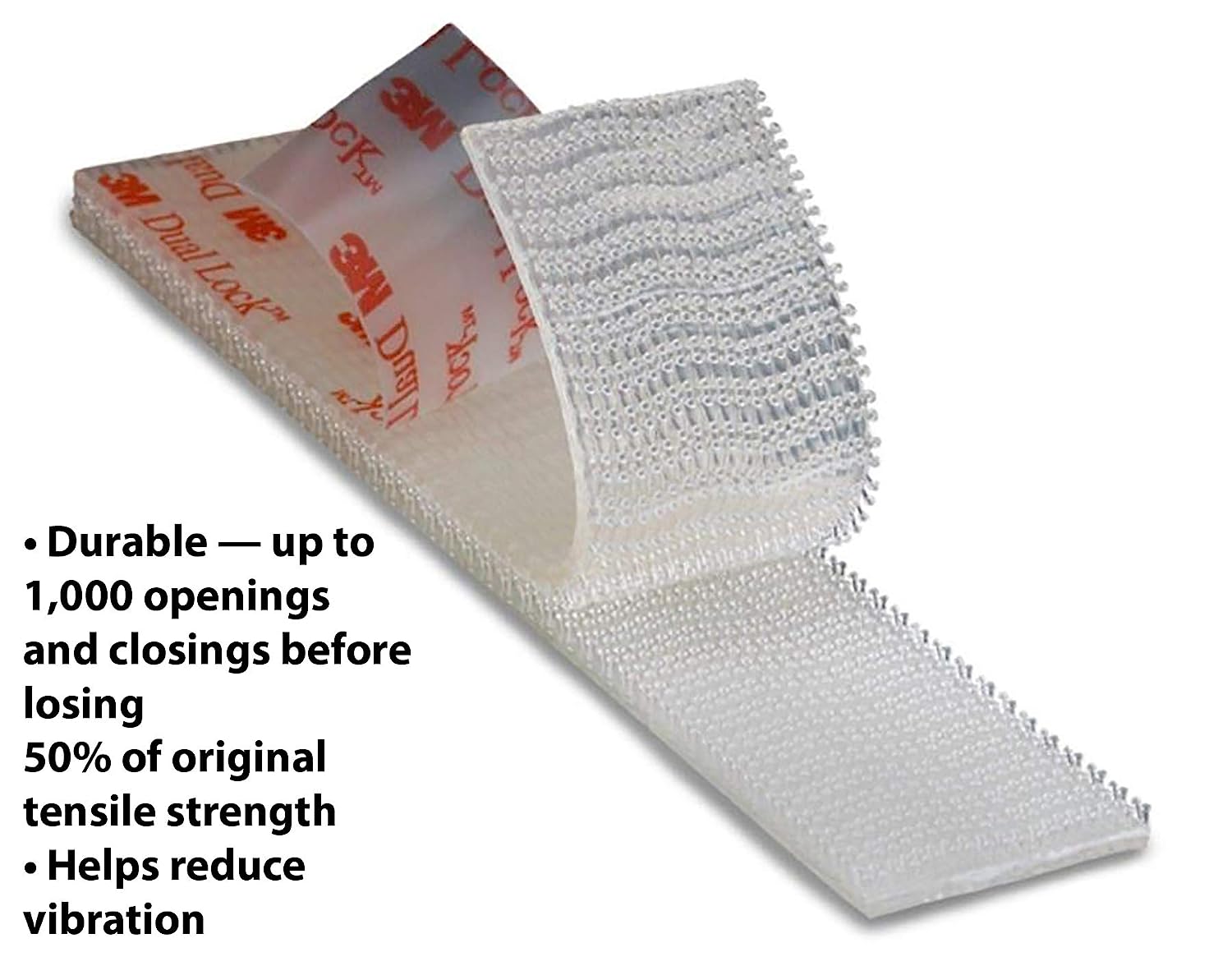 3M Dual Lock Reclosable Fasteners Heavy Duty Industrial Use Clear TB3560 1" x 10 ft Mated Strip Indoor/Outdoor Use Great for Metal, Glass, Acrylic, PC, ABS - Image 4